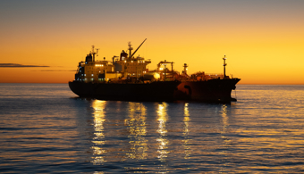 Navigator Global And The Green Pioneer At Dusk At The Outer Anchorage Of Port Dampier