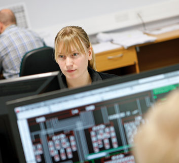 Woman looking at screen
